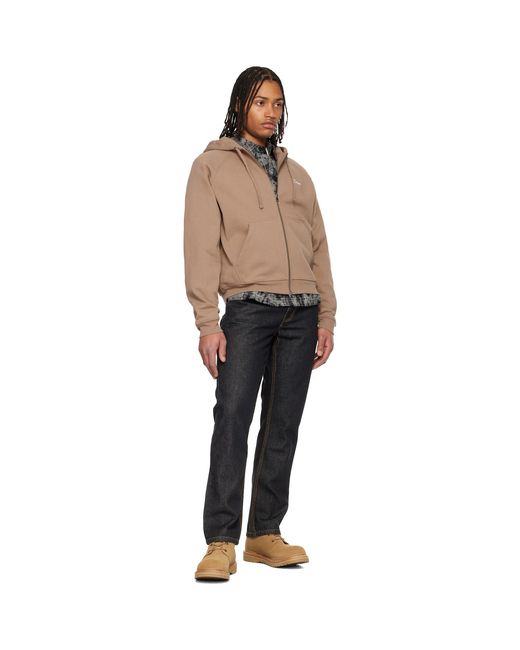Dime Black Taupe Cursive Small Logo Zip Hoodie for men