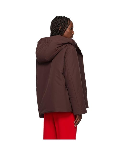 Jil Sander Red Burgundy Taffeta Down Jacket