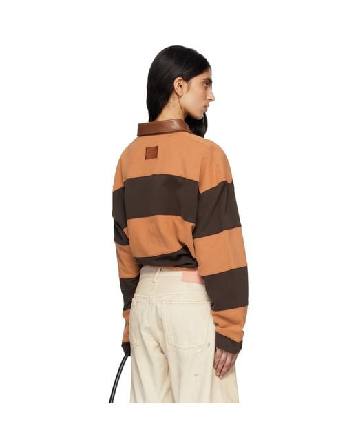 Acne Orange Striped Polo