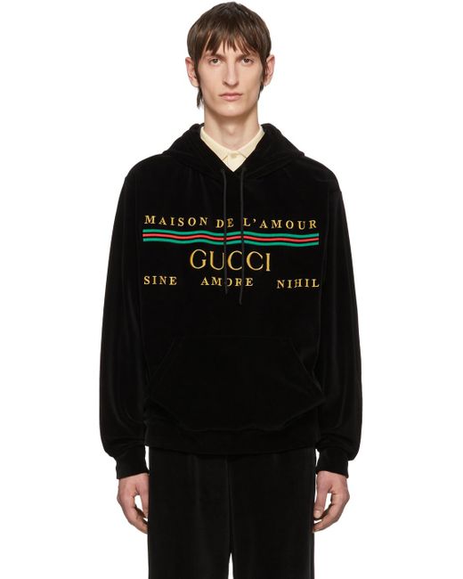 メンズ Gucci ベロアスウェットパーカー Black