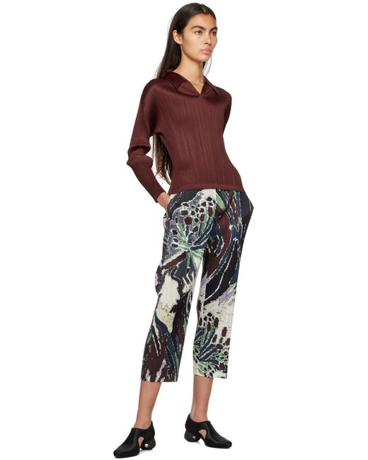 Pleats Please Issey Miyake Black Multicolor Frosty Forest Trousers