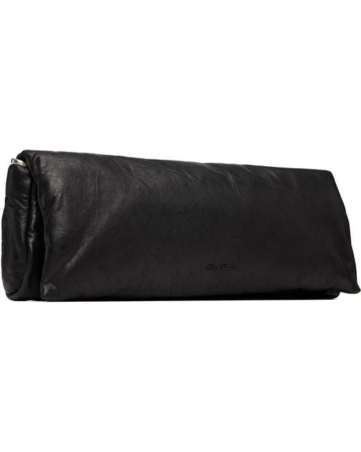 Rick Owens Black Tower Tumbled Lamb Clutch