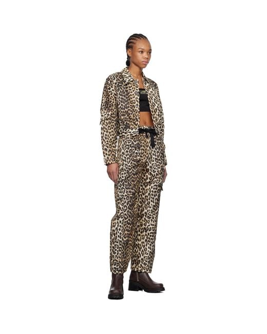 Ganni Brown Duchesse Nylon Cargo Pants