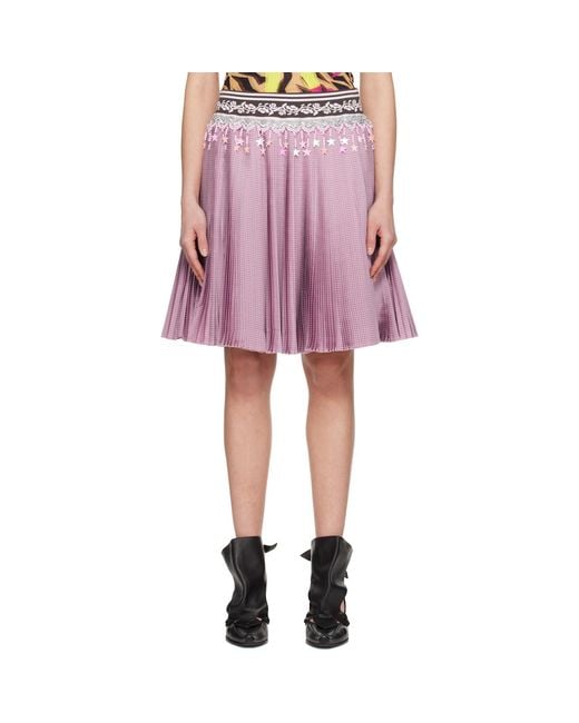 Chopova Lowena Red Stacey Knitted Pleated Midi Skirt