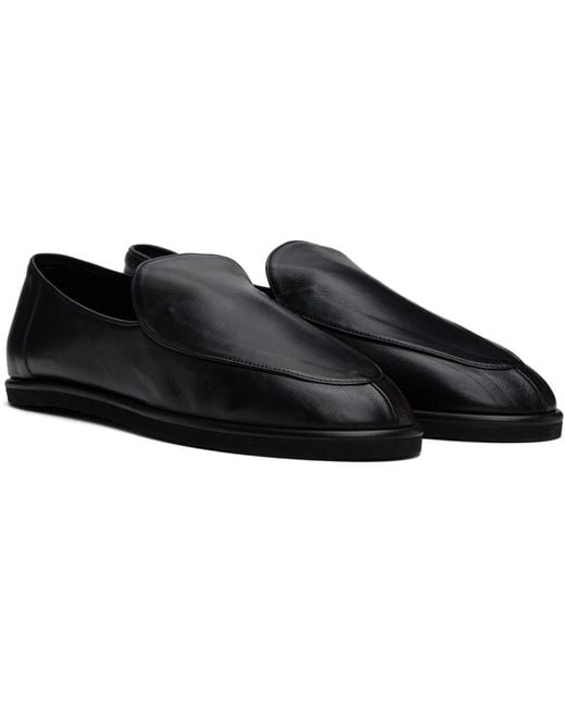 Auralee Black Leather Slip-On Loafers for men