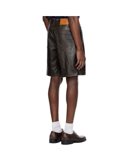MMIC Black Deadend Leather Shorts for men
