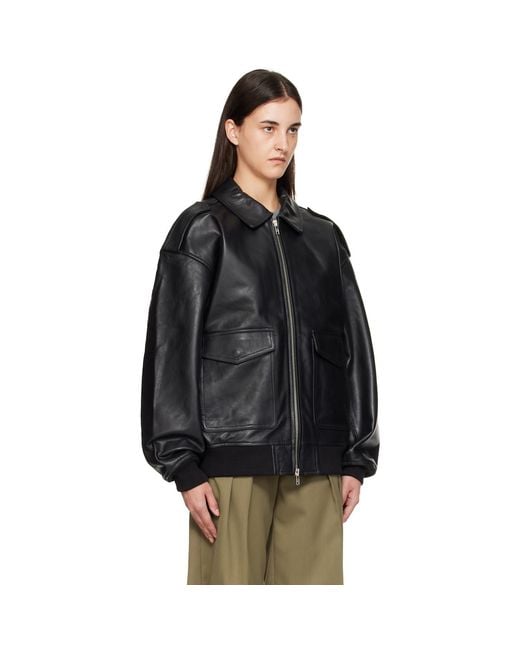 Frankie Shop Black Viper Leather Jacket