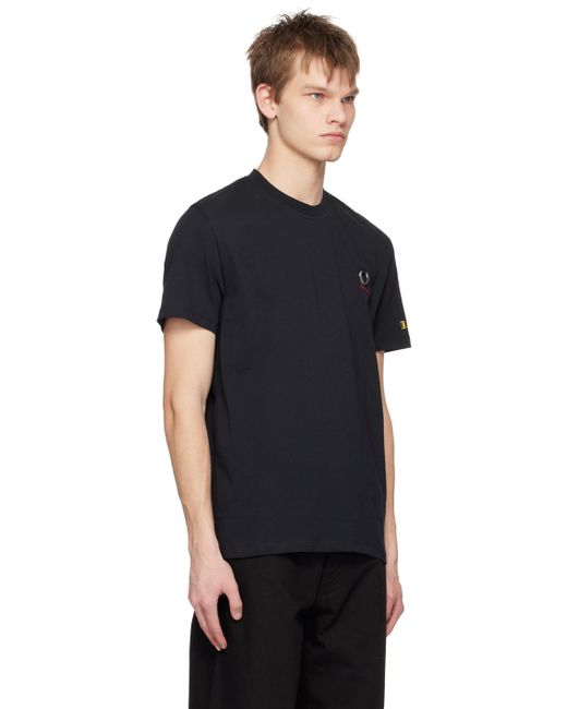 Raf Simons Black Embroidered T-shirt for men
