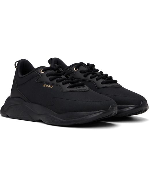 HUGO Black Logo Stamp Sneakers for men