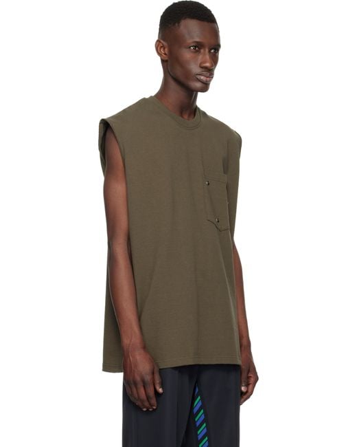 Song For The Mute Brown Khaki Arabesque Tank Top for men