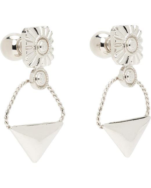 Toga White Triangle Pierced Earrings