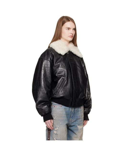 Amiri Black Ma Quad Leather Bomber Jacket