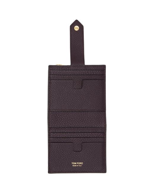 Tom Ford Multicolor Burgundy Soft Grain Leather Snap Wallet for men