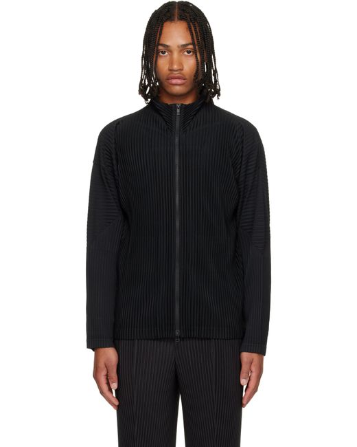 Homme Plissé Issey Miyake Black Basics Zipup Cardigan July Jacket for men