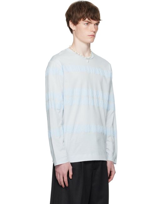 T-Shirt À Manches Longues Bleu À Motif Fleuri Imprimé Simone Rocha pour homme en coloris White