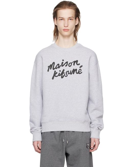 Maison Kitsuné Black Gray Handwriting Sweatshirt for men