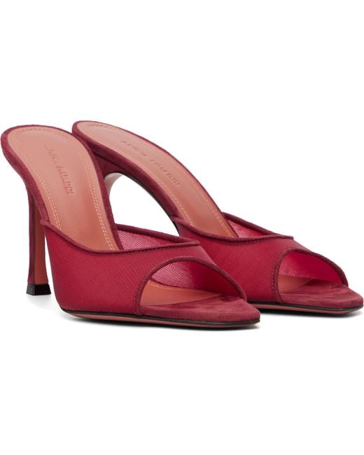 AMINA MUADDI Red Alexa 95 Mesh Slipper Heeled Sandals