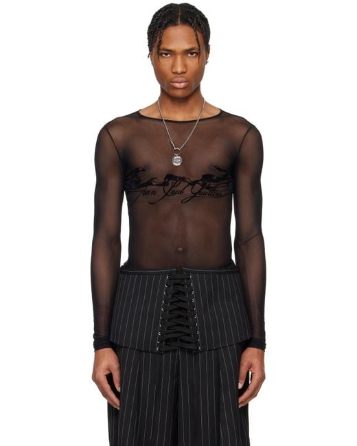 Jean Paul Gaultier Black 'The Flocked Tattoo Ruban' T-Shirt for men