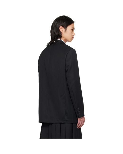 Simone Rocha Black Double Breasted Grommet Ring Hem Slice Blazer for men
