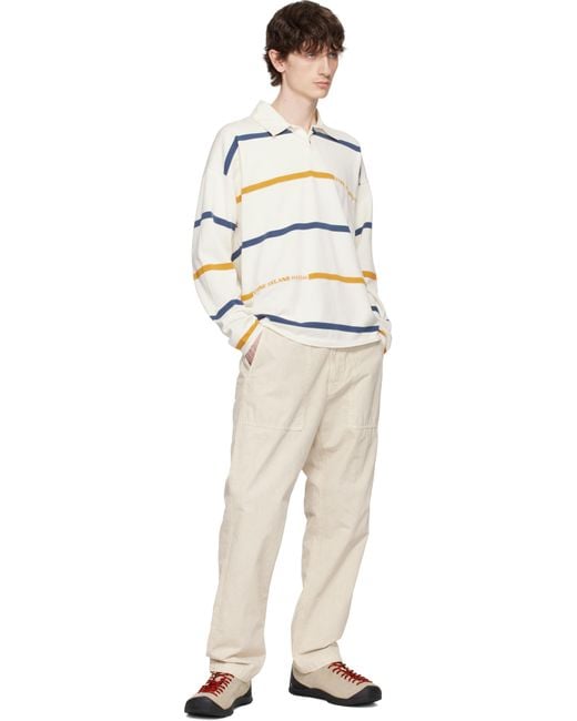 メンズ Stone Island オフホワイト Striped Soft Organic Cotton ニットポロシャツ Black