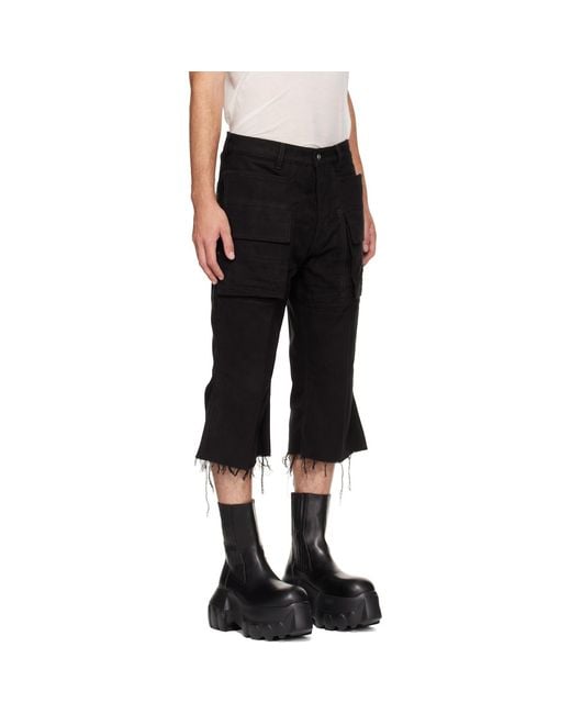 Rick Owens Black Tower Bolan Cutoff Cargo Pants for men