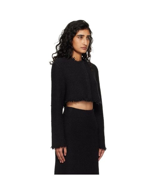 Jil Sander Black Boucle Long Sleeves Cropped Jacket