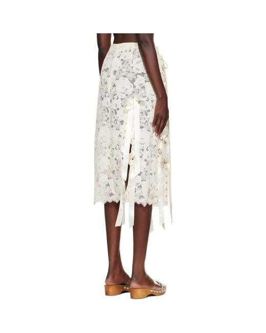 Simone Rocha Natural Off- Unraveling Ribbon Ring Midi Skirt