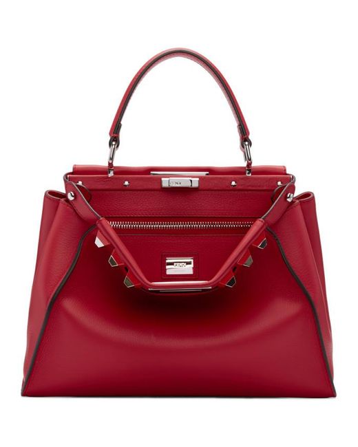 Fendi Red Studded Peekaboo Bag