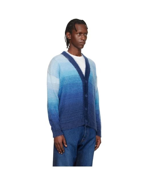 Off-White c/o Virgil Abloh Blue Mohair Arrow Gradient Knit Cardigan for men