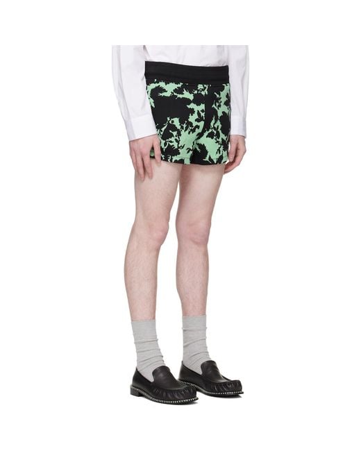 Dries Van Noten Black Ribbed Jacquard Shorts for men