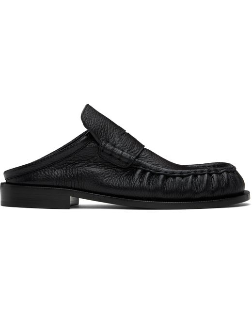 Dries Van Noten Black Leather Slip-On Loafers for men