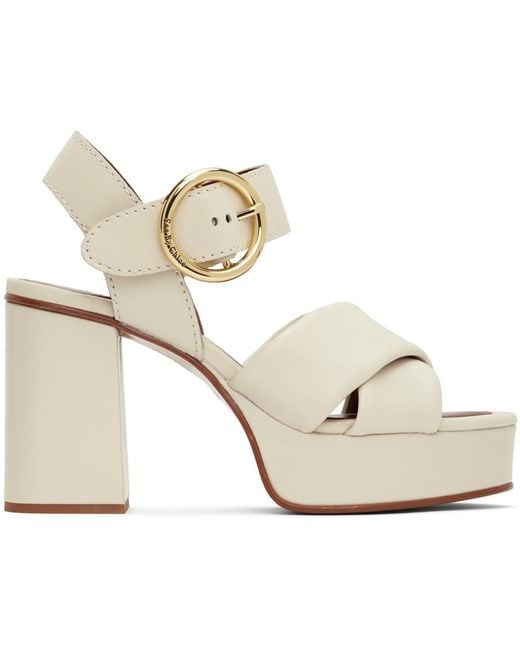 See By Chloé Metallic Off-white Lyna Heeled Sandals