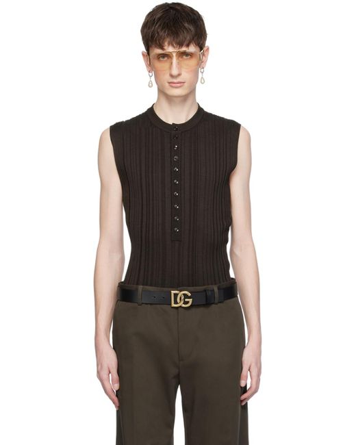Débardeur brun à boutons Dolce & Gabbana pour homme en coloris Black