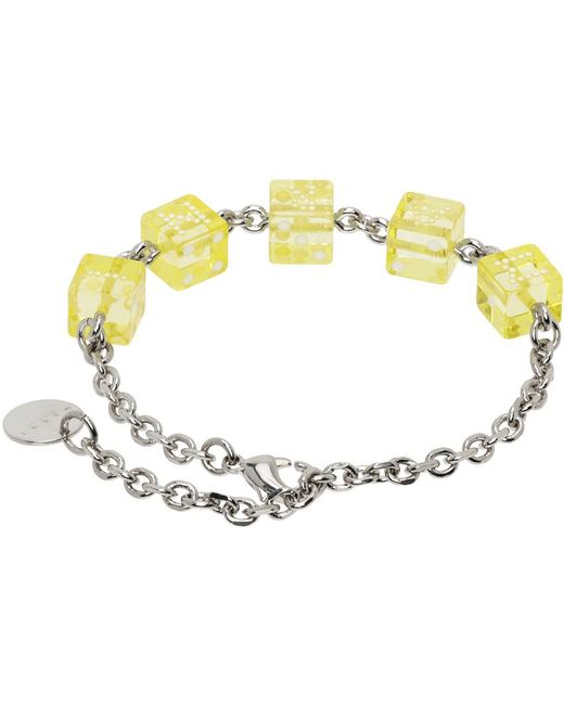 Marni Black Silver & Yellow Dice Charm Bracelet for men