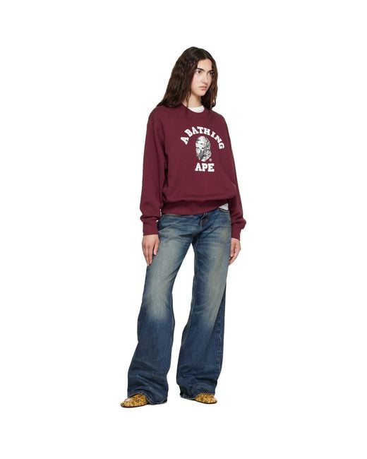 A Bathing Ape Red Tree Edge Camo College Relaxed Fit Crewneck Sweatshirt