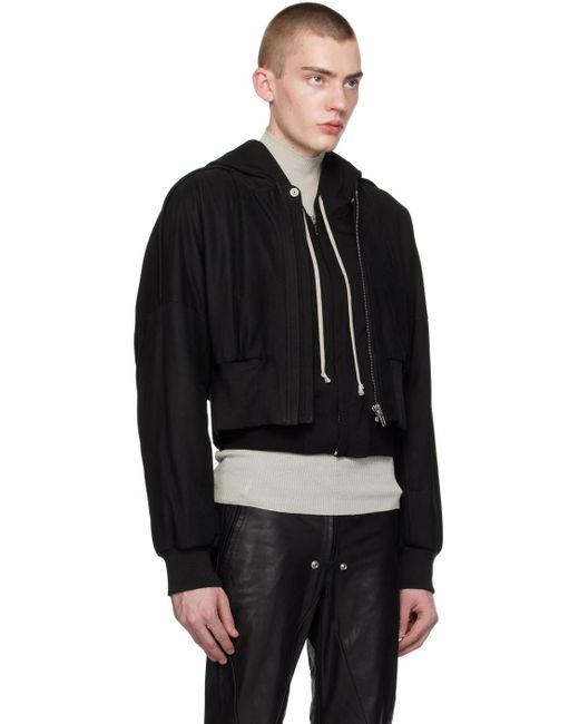 Rick Owens Black Flight Leather Jacket for men