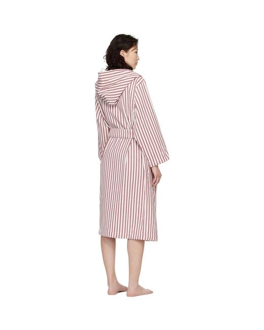 Tekla Pink Terry Hooded Bathrobe