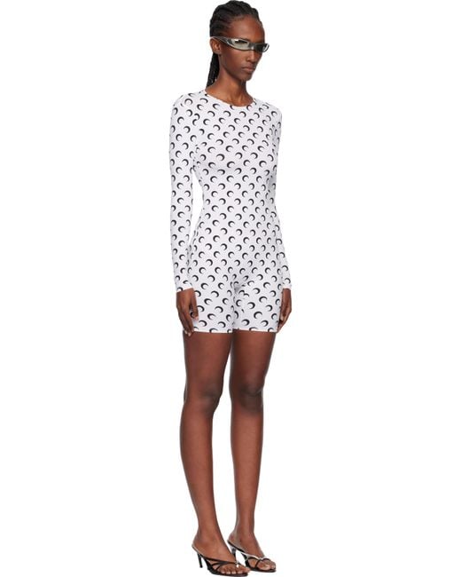 MARINE SERRE Black Recycled Moon Jersey Short Catsuit