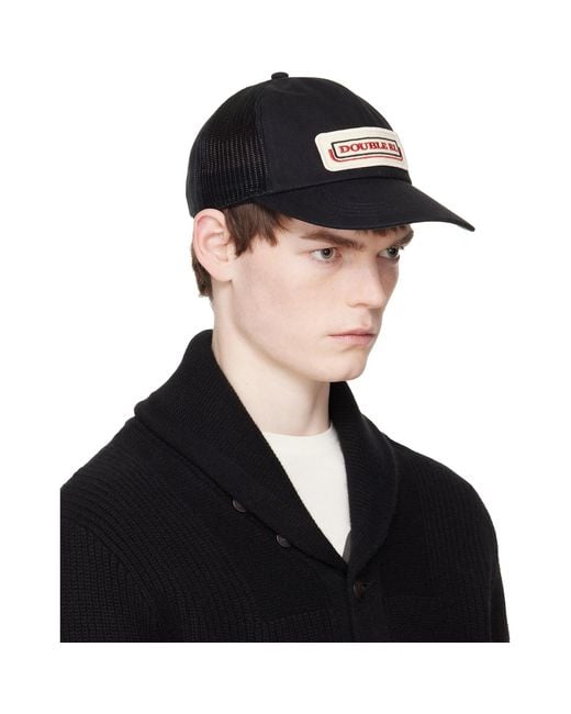 RRL Black Logo-Patch Denim Trucker Cap for men