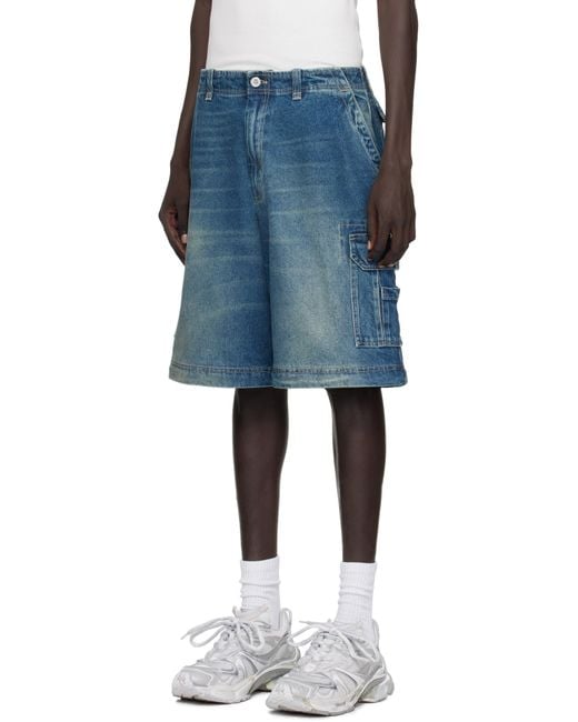 Vetements Blue Hip-Hop Denim Cargo Pants for men