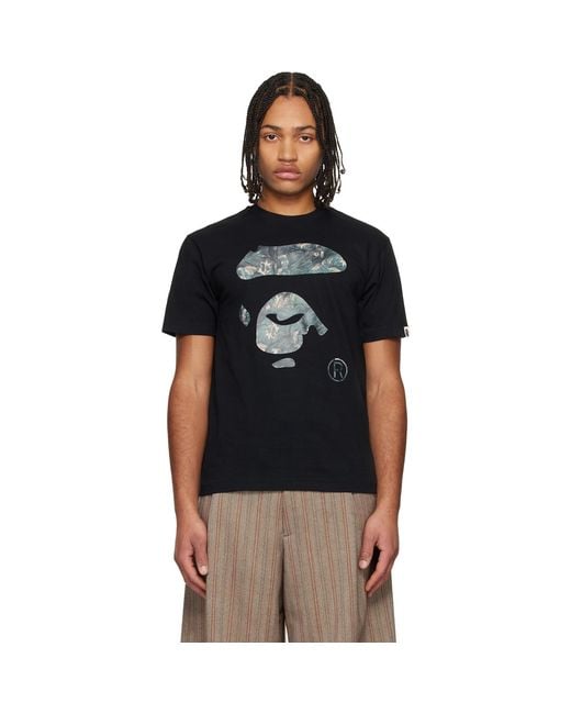 A Bathing Ape Black Tree Edge Camo Ape Face T-Shirt for men