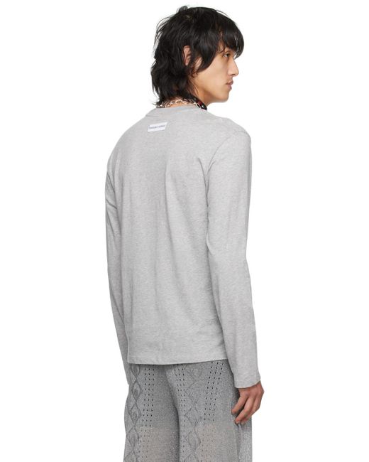 MARINE SERRE Gray Plain Long Sleeve T-shirt for men