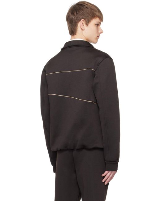 Blouson de survêtement brun à passepoils Ferragamo pour homme en coloris Black