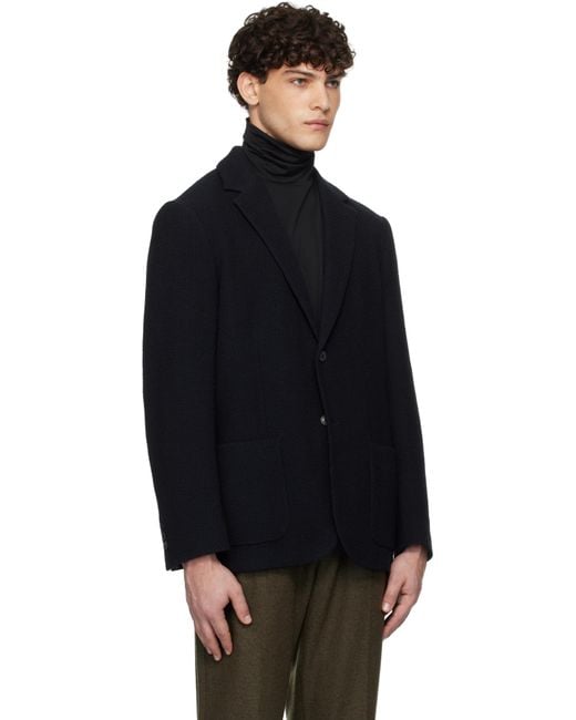 Sunspel Black Heavy Wool Blazer for men