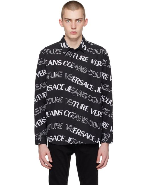 メンズ Versace Logowave シャツ Black