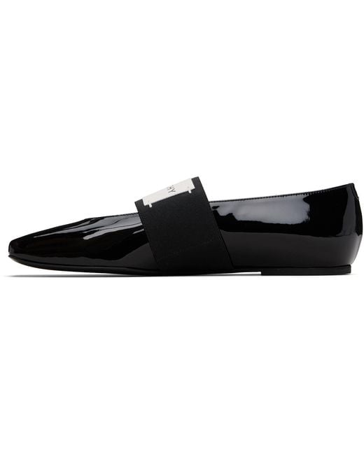 Givenchy Black Sliced Square Patent Leather Ballerina Flats
