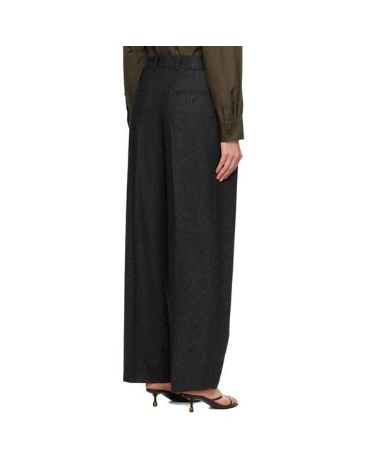 Totême Black Wide Flannel Trousers