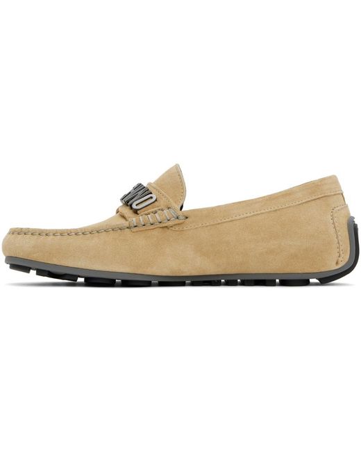 Moschino Black Beige Driver Loafers for men