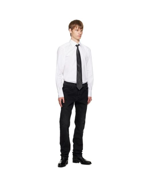 Tom Ford Black Mouline Herringbone Tie for men