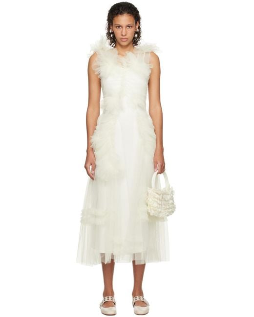 Molly Goddard Ssense Exclusive Off- Jaya Midi Dress in White | Lyst